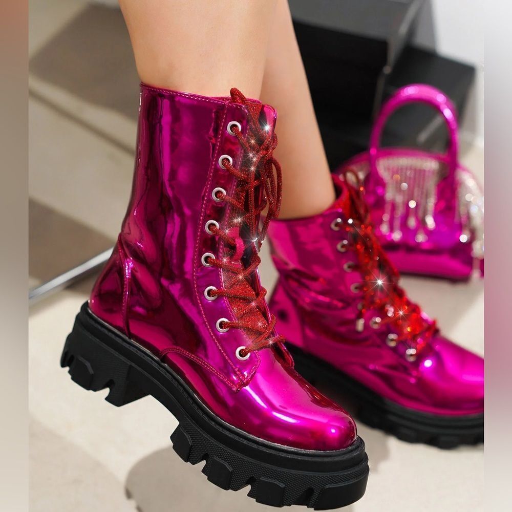 Cape Robbin Nunani Pink Combat Boots - Picture 1 of 5